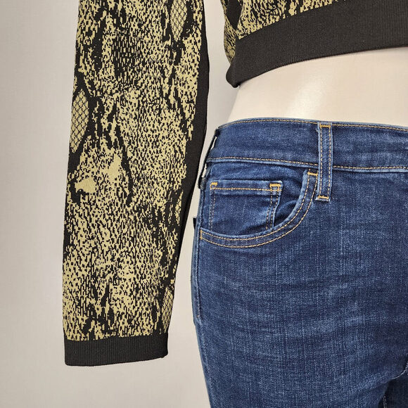 Fabletics Seamless Kamila Long Sleeve Crop Snakeskin Print Top Size S/M - Picture 3 of 6